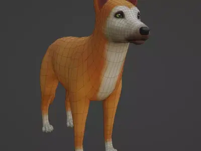 Stylized Dog Low Poly Rigged Low-poly 3D model