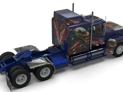 LTL 9000 Sleeper Cab Tandem 3D Model  BLENDER  3D model