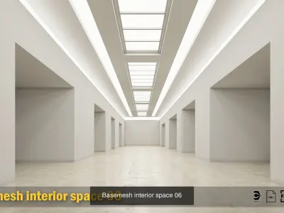 6 low poly interior hall Vol 3 3D Model Pack