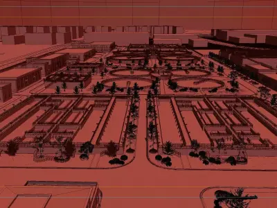 Wastewater treatment filtration plant 3D model