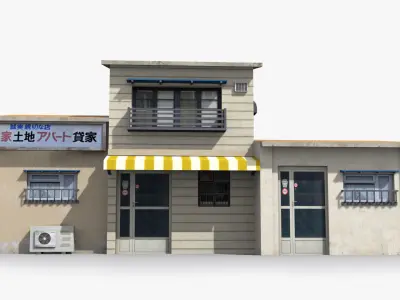 Japanese House x2 Low-poly 3D model
