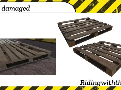 Damaged pallet Low-poly 3D model