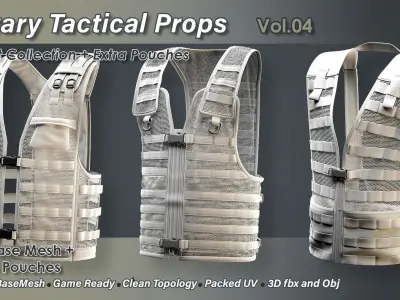 Military Props Vol 04 FLC Vest and Pouches Low-poly 3D model