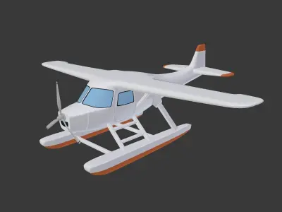 Cartoon Sea Plane - Seaplane Low-poly 3D model