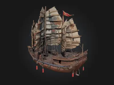 Pirate Brigantine  The Fearsome Seafaring Raider Free 3D model