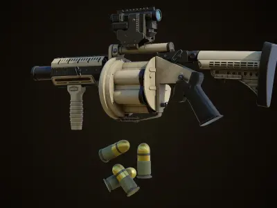 Collection of Grenade Launcher Gun All PBR Textures Included 3D Model Pack