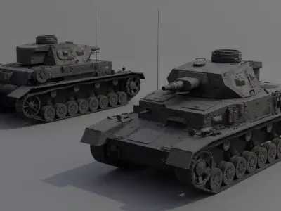 Panzer IV E Medium Tank Low-poly 3D model