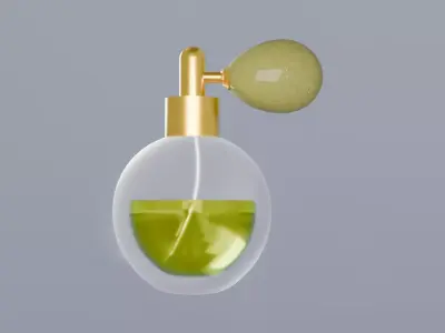 Elegant Perfume Bottle 3D Model  Glass  Gold Atomizer 3D model