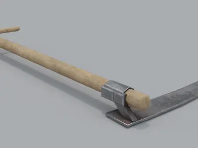 Scythe PBR wooden Low-poly 3D model