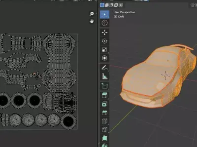Low-poly Sports car 03 Game Ready vehicle OBJ FBX Low-poly 3D model