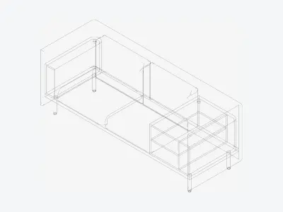 Sofa - Contemporary - Flame - Medium - Corner Shelf - Right Low-poly 3D model