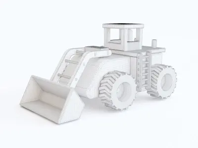 Wooden toy bulldozer 05 3D model