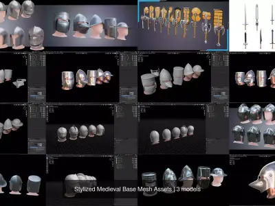 Stylized Medieval Base Mesh Assets 3D Model Pack