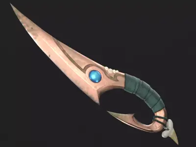 Water tribe knife Low-poly 3D model