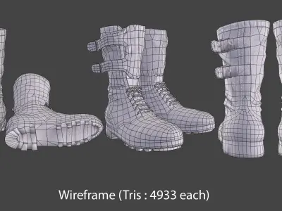 Military Jungle Boots Low-poly 3D model