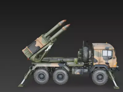 Mobile MLRS Artillery Truck 3D Model Low-poly 3D model