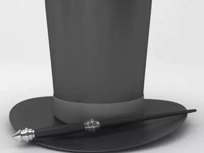 Magic Hat and Wand 3D model