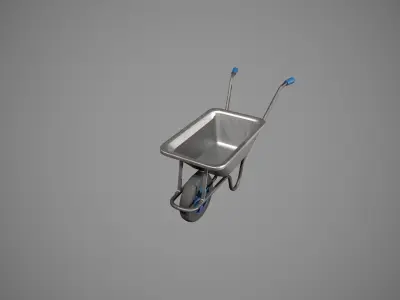 Metal-Blue Wheelbarrow Low-poly 3D model