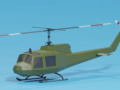 Bell UH-1 Iroquois Helicopter US Army Low-poly 3D model