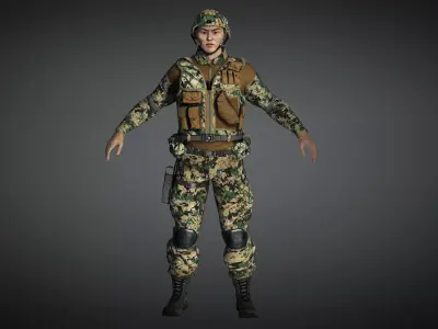 AAA Military Male Character 01 Low-poly 3D model