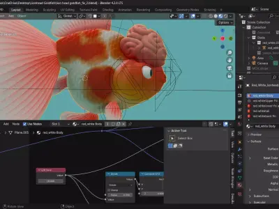 Lion head Goldfish Lowpoly 3D model Low-poly 3D model