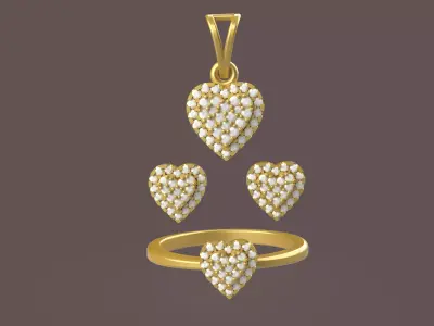 Heart Pendant Set - 0069 3D print model
