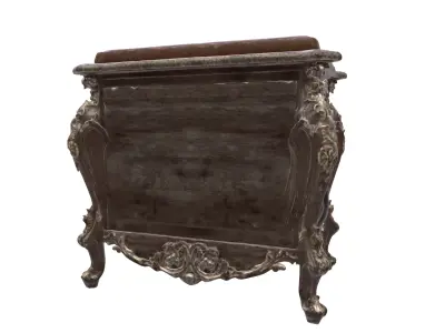 Antique Baroque Carved Wooden Nightstand 3D model