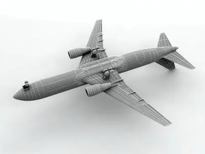  Boeing 767-300 Airliner - Delta Airlines Low-poly 3D model
