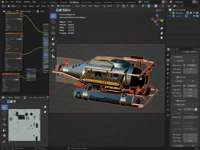 exploration submarine Low-poly 3D model
