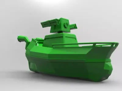 Low poly warship toy boat Low-poly 3D model