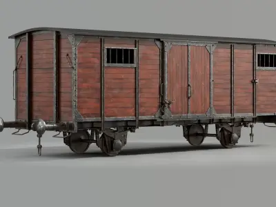 Wooden Freight Wagon 3D model