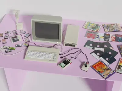 Commodore 64c all components scene 3D model