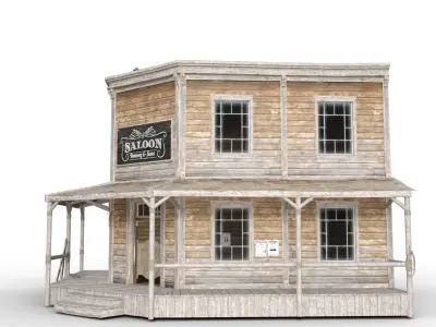 Saloon Wild West Low-poly 3D model Low-poly 3D model
