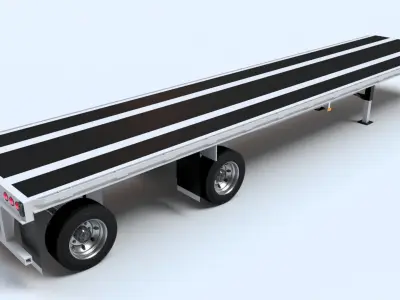 Flat Bed Trailer for a DAF XF Truck Low-poly 3D model