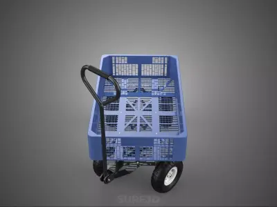 HEAVY DUTY CRATE BASKET TRAY BED TUB WAGON DOLLY TRAILER CART 4W 3D model