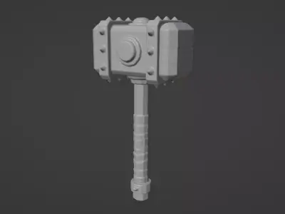 Battle Hammer Low-poly 3D model get