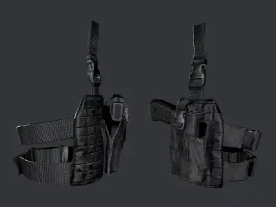 Military Police Gun Holster Game Ready 02 Low-poly 3D model