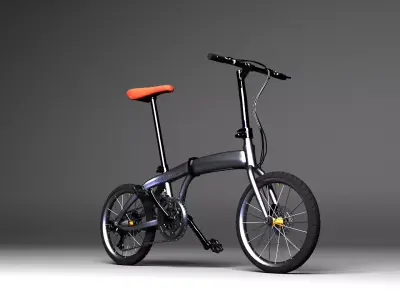 Bicycle folding bike Low-poly 3D model titanium Low-poly 3D model