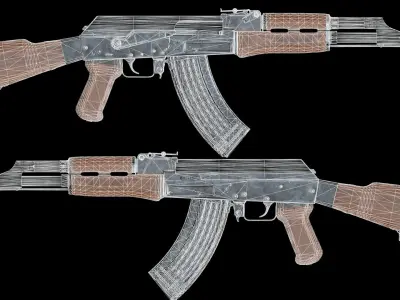 AK-47 rifle Low-poly 3D model