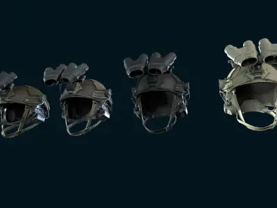 Military light helmet with night vision goggles Low-poly 3D model
