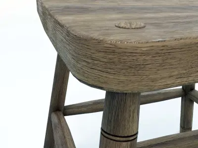 Chair - Antique Wooden with 4K PBR Oak Texture 3D model