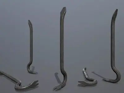 Crowbar metal hook Low-poly 3D model