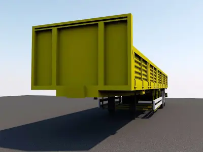 Trailers truck with flatbed trailer Low-poly 3D model