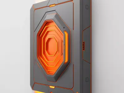 SciFi Wall Panel Interface Glowing 3D model