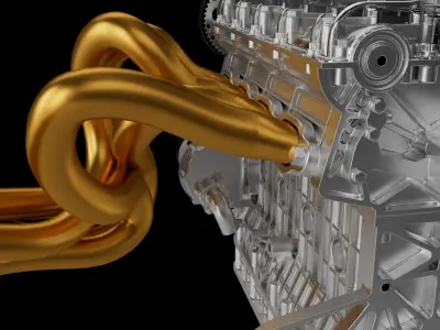 V4 car piston engine 3D print model