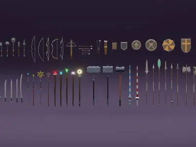 Low Poly Medieval Weapons Low-poly 3D model purchase