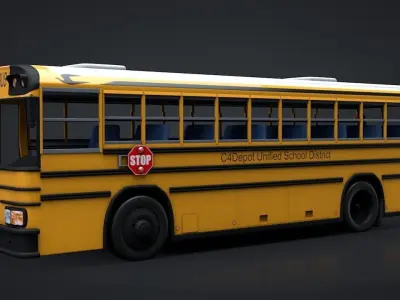 School Bus C4D Rigged 3D model