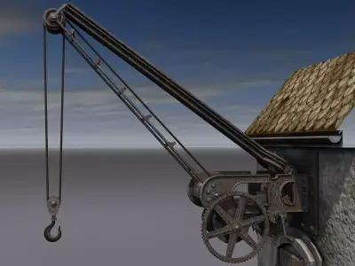 Old port crane on the wall 3D model