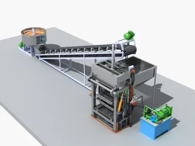  Industrial Equipment 22 - Hydraulic Brick Making Machine  3D model