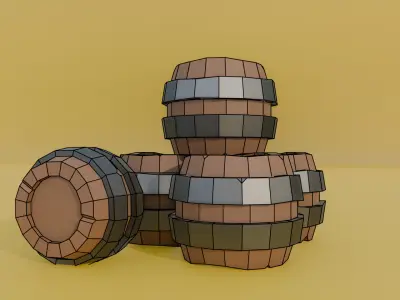 Low Poly Stylized Barrels Free low-poly 3D model